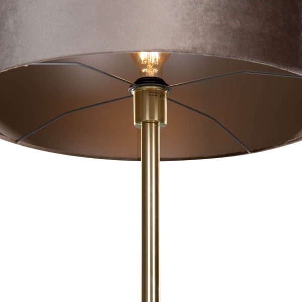 Stehleuchte Messing mit Samt-Schirm Taupe 50cm - Simplo