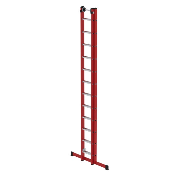 PROREGAL Sprossen-Schiebeleiter 2-Teilig GFK & Alu mit Standard-Traverse 2 x 12 Sprossen