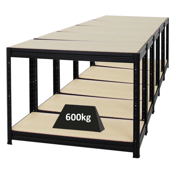 PROREGAL Mega Deal 5x Höhenverstellbare Werkbank Dino HxBxT 90 x 120 x 60 cm Traglast 600 kg Schwarz