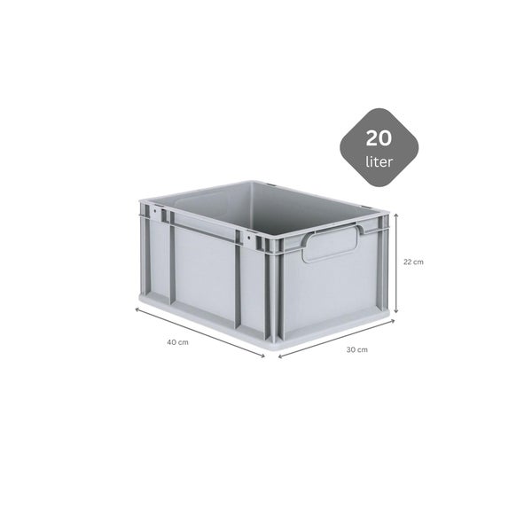 PROREGAL Spar Set 5x Eurobox Nextgen Economy Mit Auflagedeckel & 4x Schiebeschnappverschlüsse Blau Griffe Geschlossen HxBxT 22 x 30 x 40 cm 20 Liter