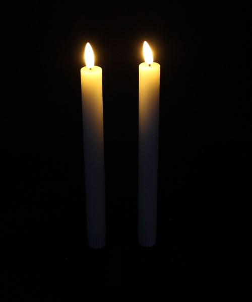 FRANK FLECHTWAREN | LED-Stabkerze, 2er Set, WACHS, KUNSTSTOFF, Ø 2,2 x 25 cm, ohne Batterien, nur für den Innenbereich geeignet