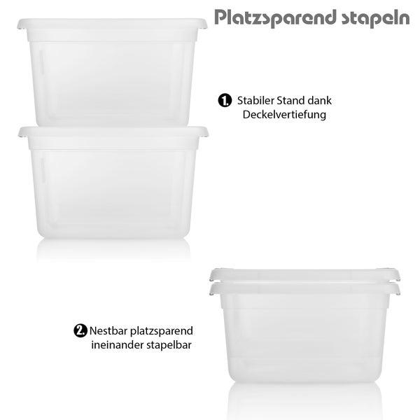 BigDean 3 Stück 15 L Aufbewahrungsbox mit Deckel transparent BPA- frei & lebensmittelecht – stapelbare robuste Aufbewahrungsbox – Aufbewahrungsboxen mit Klickverschluss
