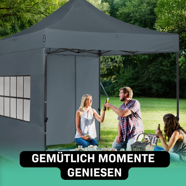 VONROC Pavillon 3x3m wasserdicht stabil - Partyzelt EasyUp System [3Min Aufbau] Popup Faltpavillon modular erweiterbar als Festival Zelt, Gartenpavillon