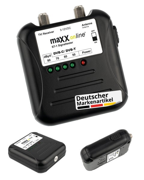 maxx.onLine Signaltester Kabelfernsehen Messgerät DVB-C/DVB-T, Antennensignal messen, Signalstärke Kabelfernsehen überprüfen, Kabel TV analog/digital Tester