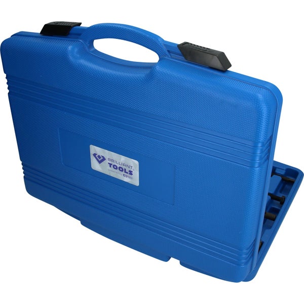 Blauer Werkzeugkoffer aus Kunststoff mit Tragegriff und Verschluss