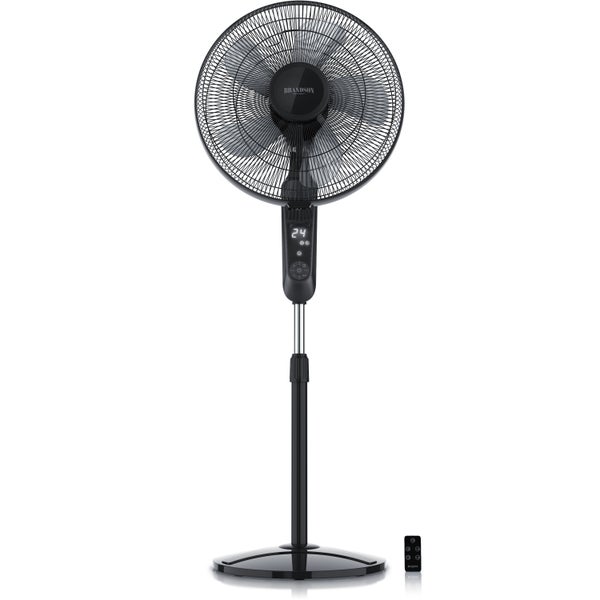 Brandson Standventilator 45,5cm Ø, DC, leise, Fernbedienung, energiesparend, Oszillation, 25 Stufen, schwarz