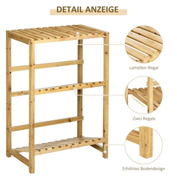 Outsunny Getränkekistenständer, Getränkekistenregal, Kistenregal mit 2 Gekippten Regalen, Flaschenkastenregal für 4 Getränkekisten, Natur, 74 x 45 x 111 cm