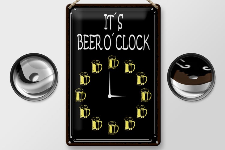 Blechschild Spruch 20x30cm it´s Beer o´clock Bier Alkohol