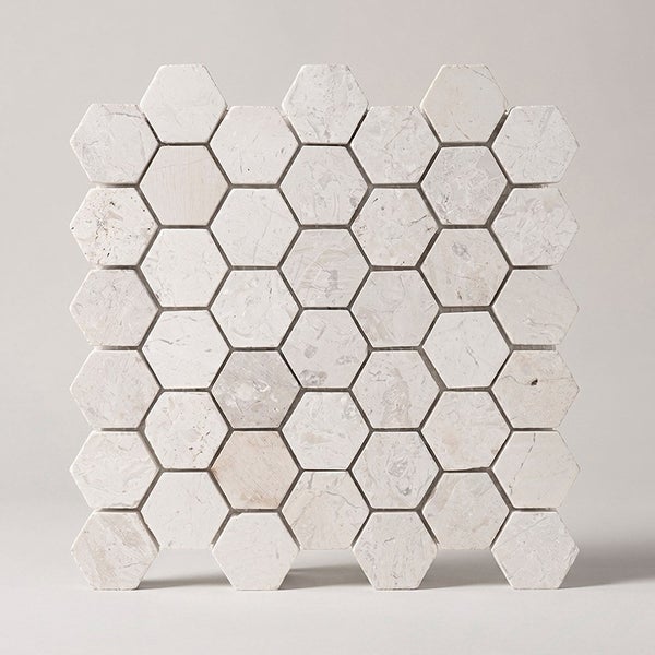 Natursteinmosaik in hexagonaler Form auf Netz verklebt für Wand- und Bodenbeläge