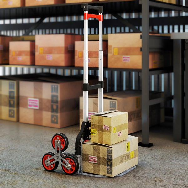 Treppensteiger-Sackkarre mit ausziehbarem Griff und Befestigungsseil