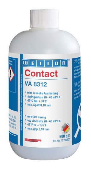 WEICON VA 8312 Cyanacrylat-Klebstoff | Sekundenkleber für den Lebensmittelbereich sowie EPDM-Elastomere und Gummi | 0,5 kg