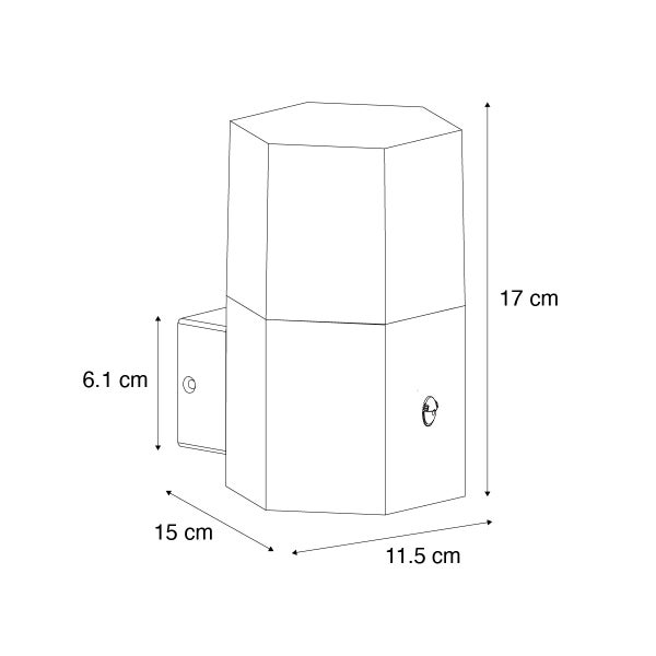 Außenwandleuchte schwarz mit Rauchglas Hexagon und Bewegungssensor - Dänemark