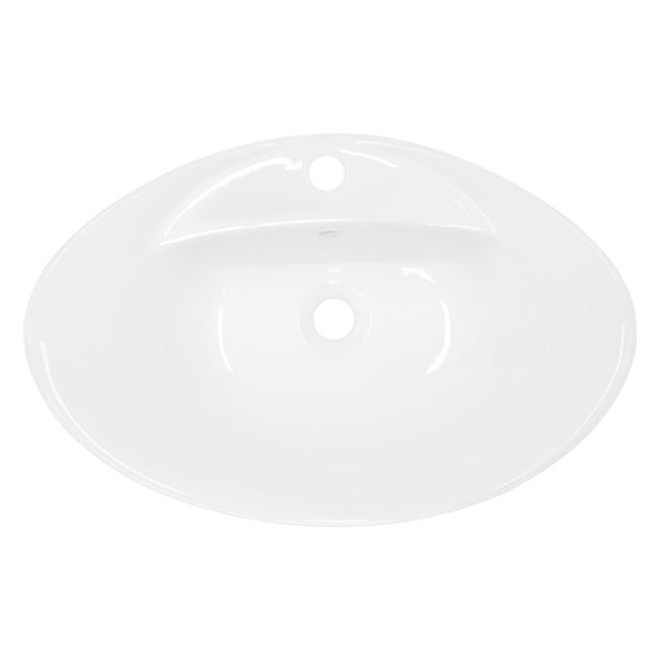 ML-Design Waschbecken aus Keramik Weiß glänzend 59x20,5x39,5 cm, Ovale Aufsatzwaschbecken, Moderne Waschtisch, Waschschale mit Abflussloch, Waschplatz Handwaschbecken, für das Badezimmer und Gäste-WC