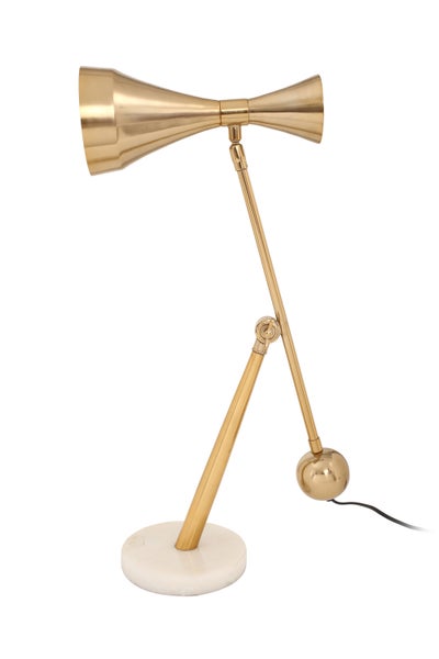 Tischlampe in Gold mit Marmor Fuss, Nachttischlampe | Wohnzimmer Esszimmer Leuchte