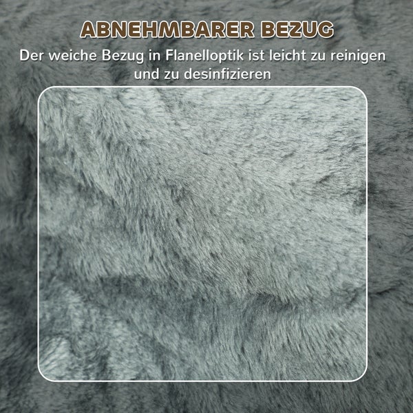 PawHut Hundetreppe 3-stufig, 35 cm Katzentreppe für Bett und Sofa, Haustiertreppe für Hunde und Katzen bis 5 kg, Plüschoptik, Hellgrau