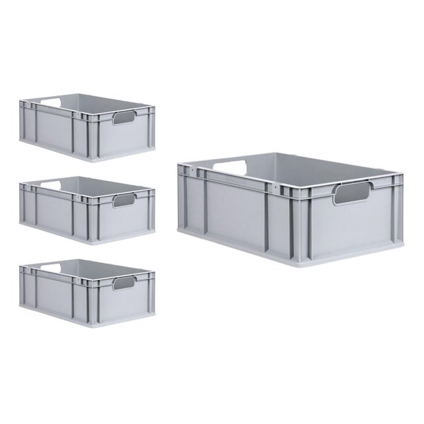 PROREGAL Spar Set 4x Eurobox Nextgen Economy Mit Auflagedeckel & 4x Schiebeschnappverschlüsse Blau Griffe Offen HxBxT 22 x 40 x 60 cm 44 Liter