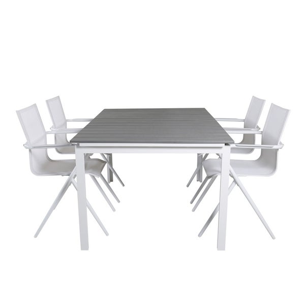 Levels Gartenset Tisch 100x160/240cm und 4 Stühle Alina weiß, grau. 100 X 160 X 75 cm