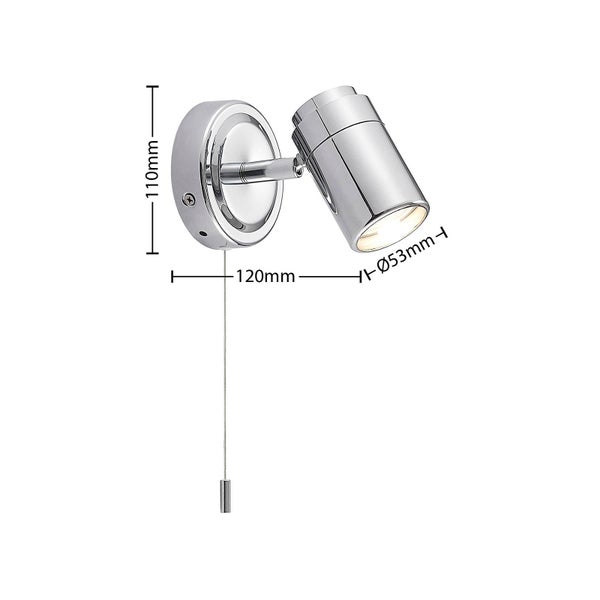 Wandleuchte mit Zugschalter und Abmessungen