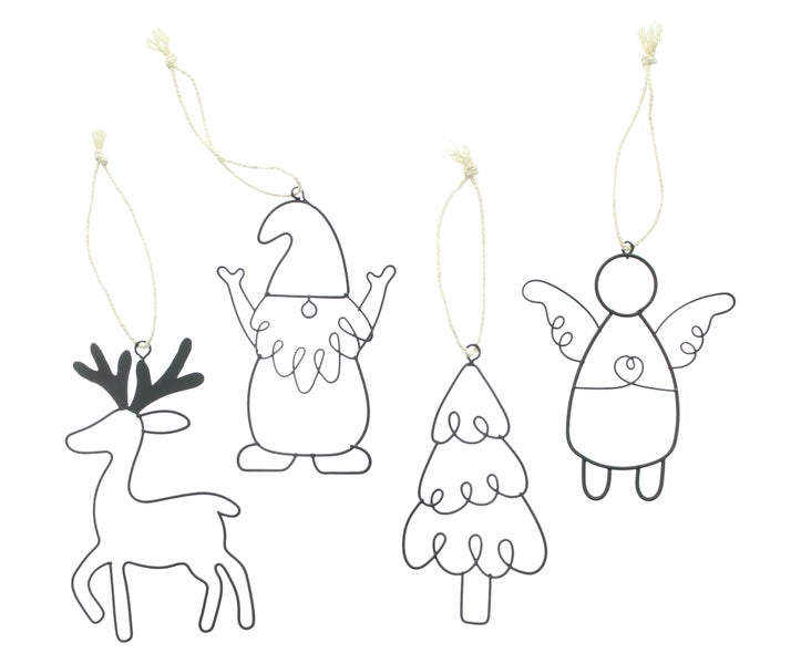 Dekorative Figuren zum Aufhängen mit den Motiven Engel, Weihnachtsmann, Tannenbaum und Rentier