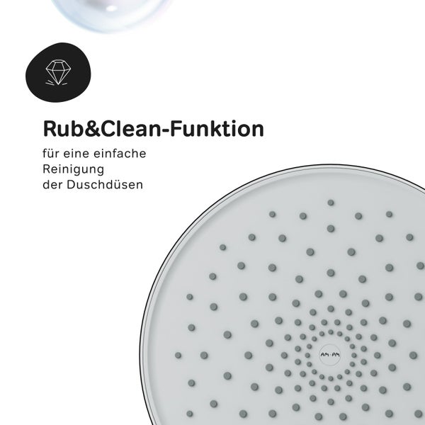 Duschkopf mit Rub and Clean Funktion zur einfachen Reinigung der Düsen von AM PM
