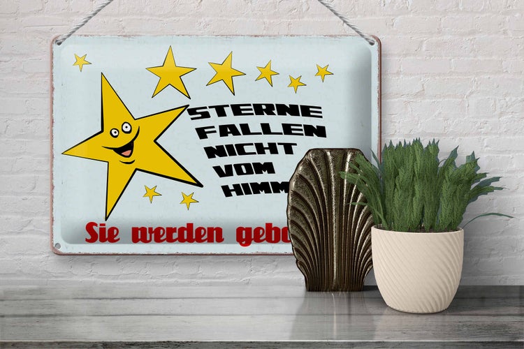 Blechschild Spruch 30x20cm Sterne fallen nicht vom Himmel