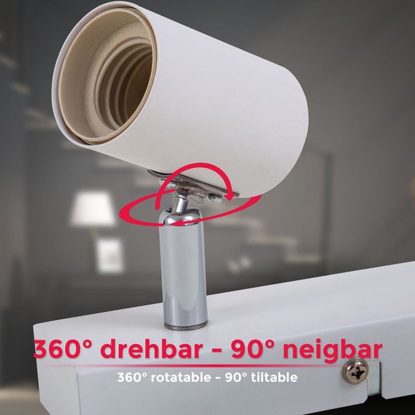 Deckenstrahler - schwenkbar, E27 Fassung, 2-flammig, weiß