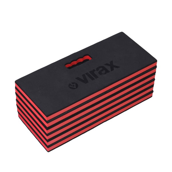 Virax Kniekissen aus mehrlagigem schwarz-rotem Schaumstoff mit integriertem Griff.