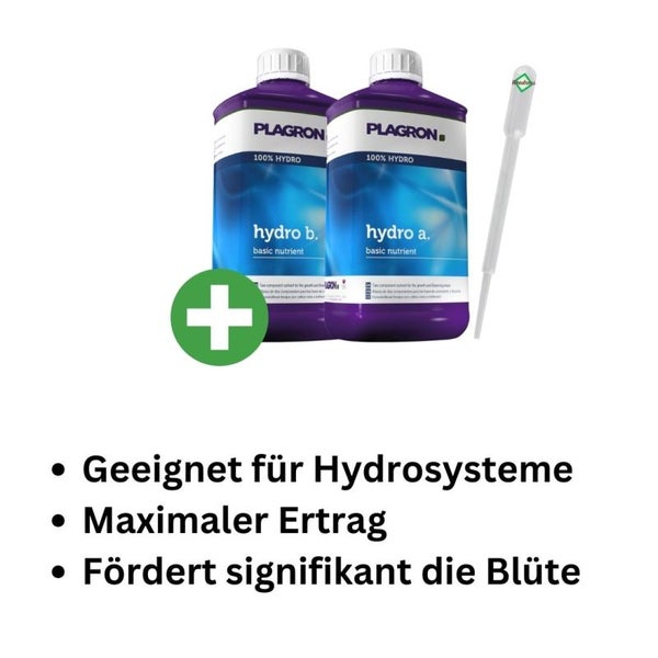 Plagron Hydro A+B 1 Liter – Hochkonzentrierter Nährstoff für Hydrokulturen | Für kräftiges Wachstum & Blüte mit praktischer Pipette