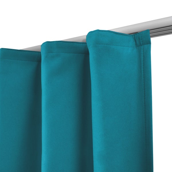 Beautissu Amelie TK Vorhang mit Kräuselband 140x245cm Türkis (2tlg)