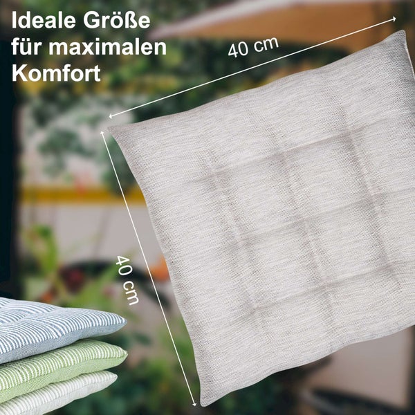 Graues quadratisches Sitzkissen mit Struktur, 40 mal 40 Zentimeter, für maximalen Komfort.