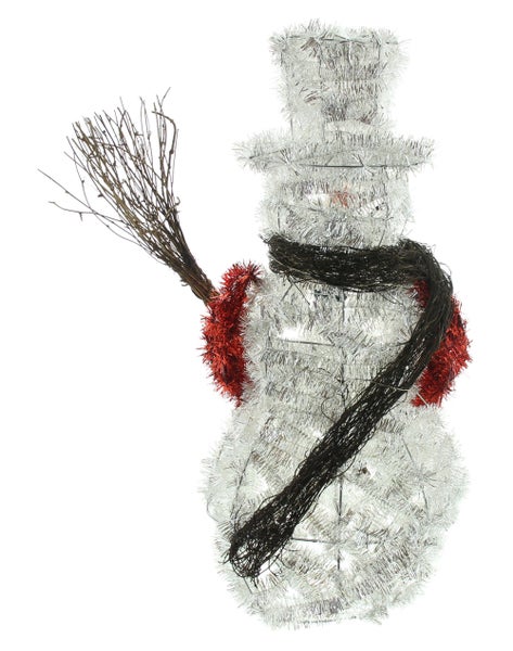 Schneemannfigur mit Besen für die Dekoration