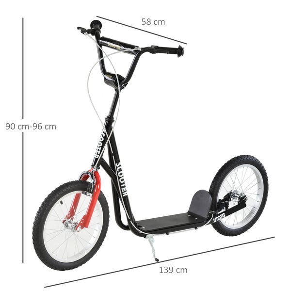 HOMCOM Kinderroller, 139L x 58B x 90-96H cm, Stahl, Aluminium, Gummi, Schwarz