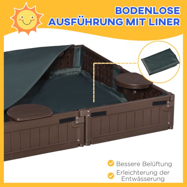 Sandkasten mit Abdeckung und Folie