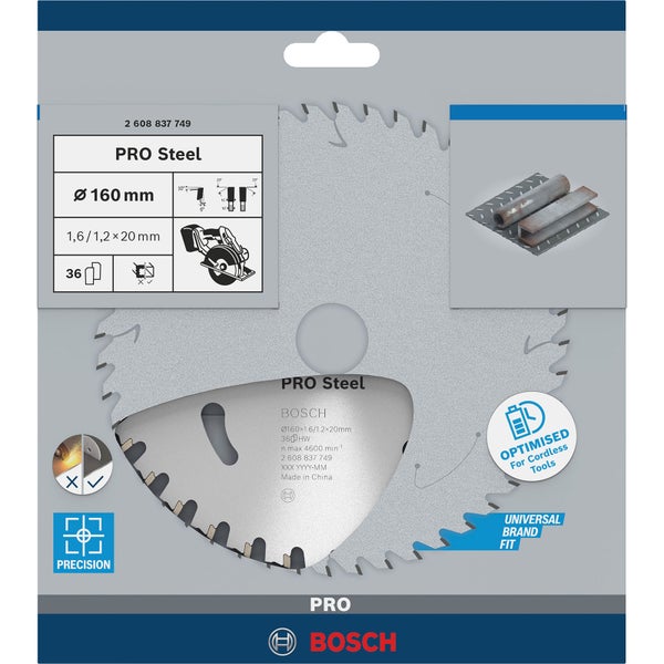 Bosch PRO Steel cordless Blatt für Kreissägen 160 x 1,6 x 20 mm - 2608837749