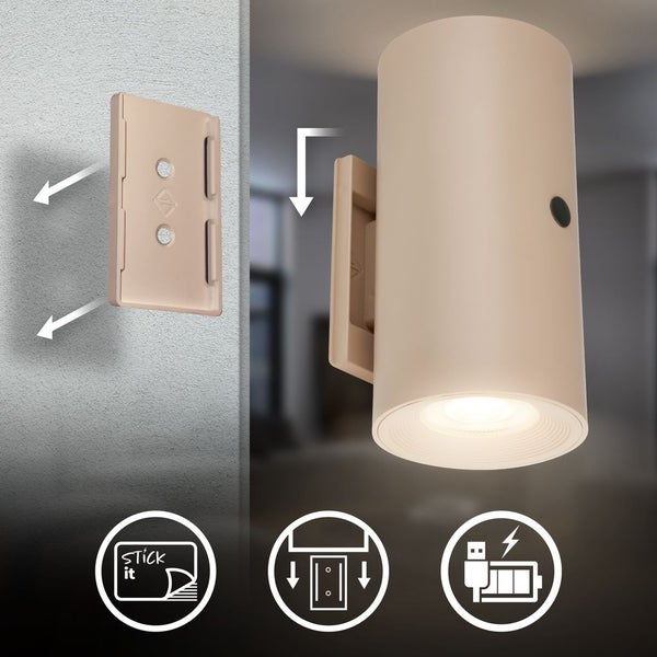 LED Wandleuchte Wandlampe ohne Stromanschluss Bewegungsmelder Akku ohne Bohren