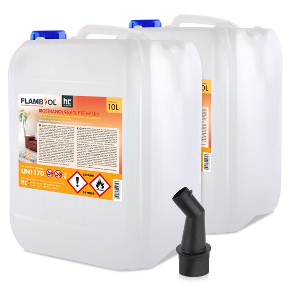 1 x 10 L FLAMBIOL® Bioethanol 96,6% Premium für Ethanolkamin in Kanistern