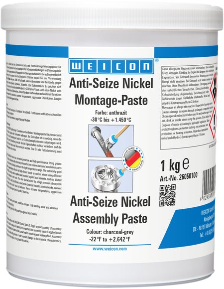 WEICON Anti-Seize Nickel Montagepaste | Schmier- und Trennmittelpaste hochtemperaturbeständig | 1 kg | anthrazit