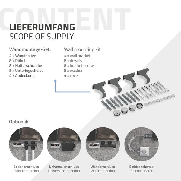 ML-Design Badheizkörper Flach Mittelanschluss 1200x450mm Anthrazit & Spiegel Bodenanschlussgarnitur Durchgangsform Multiblock & Thermostat Paneelheizkörper Vertikal  Spiegelheizkörper Glasheizkörper