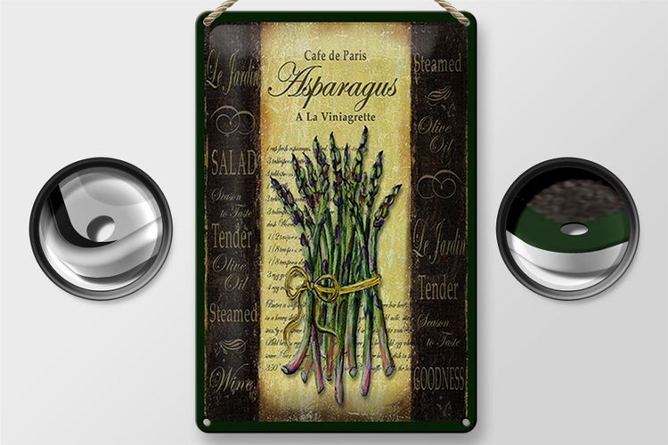 Blechschild Spruch 20x30cm Cafe de Paris Asparagus Spargel