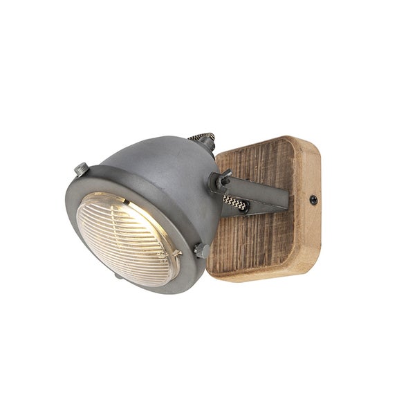 Wandleuchte aus Metall und Holz
