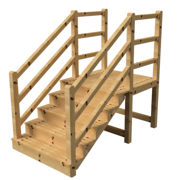 Holztreppe mit Geländer für den Gartenbereich