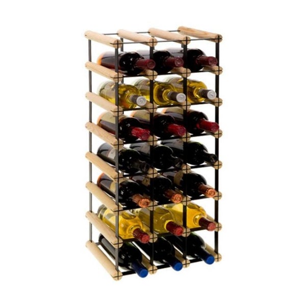 PROREGAL Modulares Weinregal Vinotega Mod Metal HxBxT 72,5 x 32,5 x 24,5 cm 3 x 7 Flaschen Massives Kiefernholz Natur