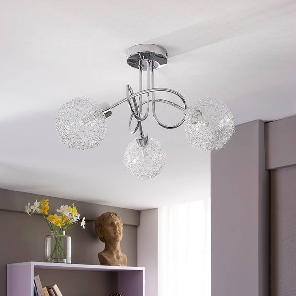 Deckenleuchte mit drei Leuchten im modernen Design mit klaren Lampenschirmen