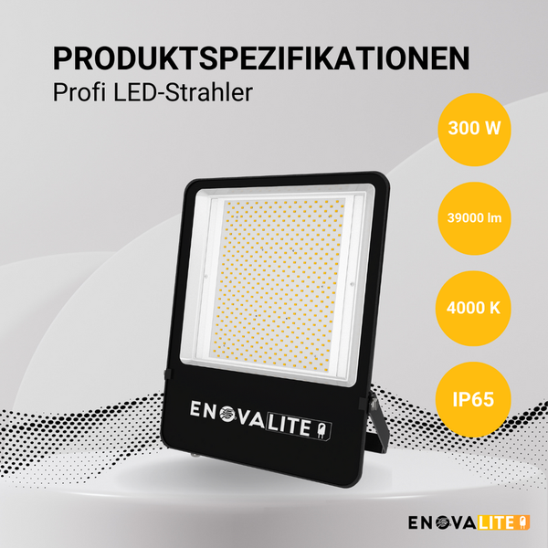 LED-Strahler mit 300 Watt, 39000 Lumen, 4000 Kelvin und Schutzart IP65