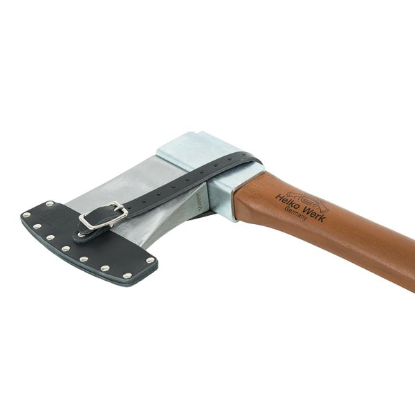 Spaltaxt von Helko Werk mit Holzstiel und Schneidenschutz aus Leder