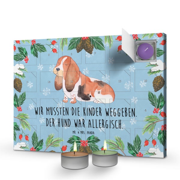 Mr. & Mrs. Panda Duftkerzen Adventskalender Hund Basset Hound - Blau Pastell