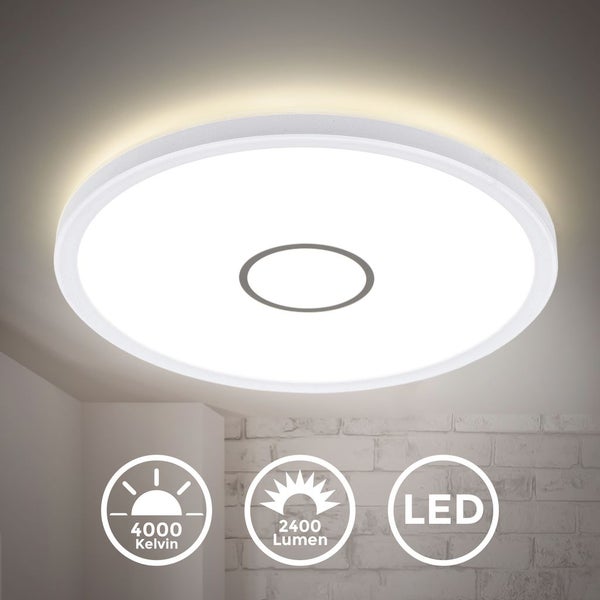 LED Deckenleuchte ultraflach weiß-silber 18 W