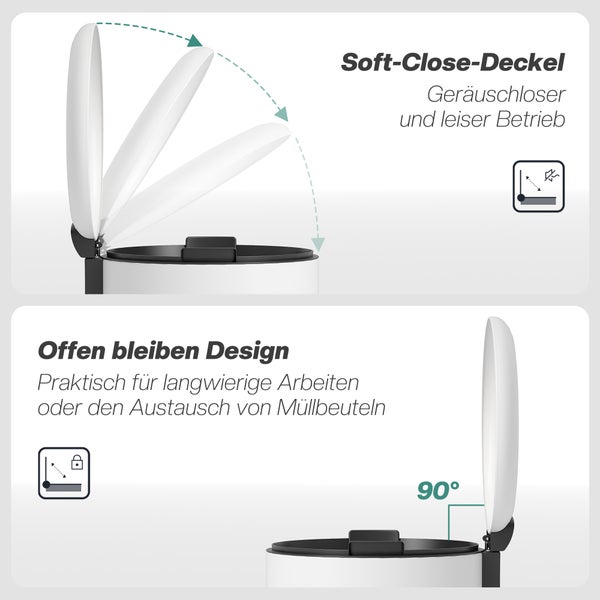Funktionen eines Mülleimers: Soft-Close-Deckel und Offen bleiben Design