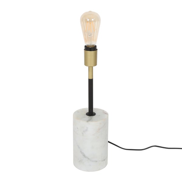 Tischlampe mit Marmor Sockel Weiß Gold | Wohnzimmer Esszimmer Leuchte