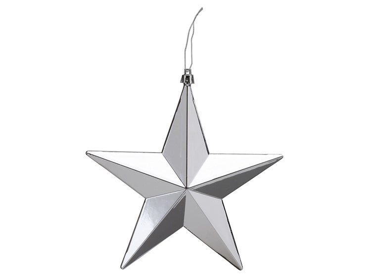 Satz von 6 Ornamenten: silberne Sterne mix 9 cm